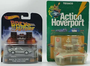 BACK TO THE FUTURE : DELOREAN TIME MACHINE & TEXACO HOVERPORT SET - Picture 1 of 14