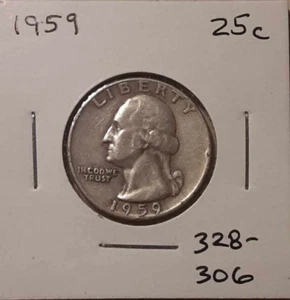 1959 25C US Philadelphia Mint Washington Quarter 90% silver (#328-306) - Picture 1 of 3