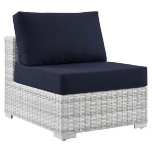 Modway Convene Modern Fabric Outdoor Patio Armless Chair in Light Gray/Navy - Picture 1 of 8