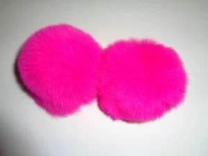 Pelzbommel 2 Stück Rex Kaninchen Fellbommel echtfell pink 7/8 cm nicht winzig - Bild 1 von 3