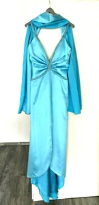 Kleid Türkis Abendkleid mit Schall Gr. 36 Neu - Bild 1 von 9