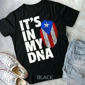 IT'S IN MY DNA Puerto Rico Rican Flag T Shirt Men Women Kids Unisex Form T-Shirt - Picture 1 of 12