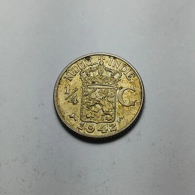 1942-S Netherlands East Indies 1/4 Gulden - Sharp Silver Coin! - Dutch Indonesia - Image 1 of 4