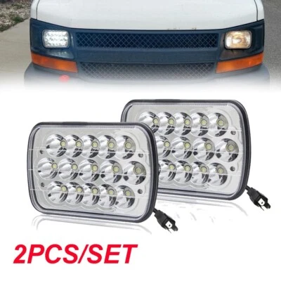 Pair For Chevy Express 1500 2500 3500 GMC H4 5x7 7x6 inch LED Headlight HI-LO - Image 1 of 4
