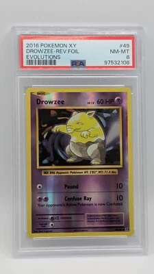 2016 Pokemon XY Evolutions Reverse Holo Drowzee 49/108 PSA 8! - Image 1 of 2