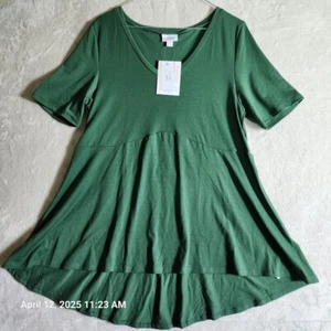 T-shirt donna Lularoe Jana taglia small verde impero vita swing top maniche corte - Foto 1 di 7