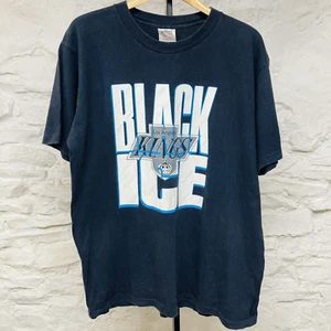 VTG LA LOS ANGELES KINGS Faded BLACK ICE T-Shirt Men's Large Single Stitch - Picture 1 of 9