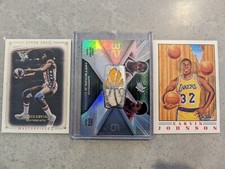 Magic Johnson Dr J Card And Patch Lot Lakers Nets Julius Erving Fleer Upper Deck