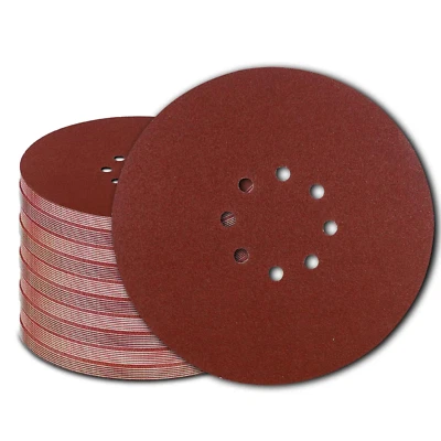 225mm 9'' Punched Hook & Loop Sanding Discs Sheet Orbital Sander Pad 60-400 grit