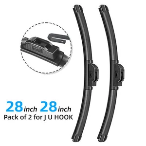 28" + 28" Bracketless Windshield Wiper Blades Hybrid silicone J-HOOK ALL SEASON - Picture 1 of 5