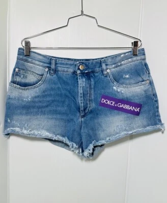 Pantalón corto de encaje vaquero con logotipo de Dolce & Gabbana para mujer talla 48 Foto 1 de 4
