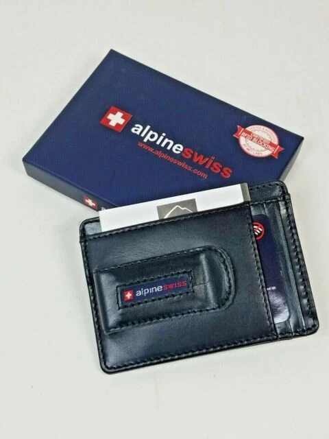 Alpine Swiss Dermot Men's Leather Pocket Wallet - Black