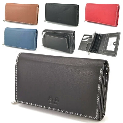 L&B COLLECTION Geldbörse Echt Leder Portemonnaie Brieftasche Portmonee Rindleder Geldbeutel