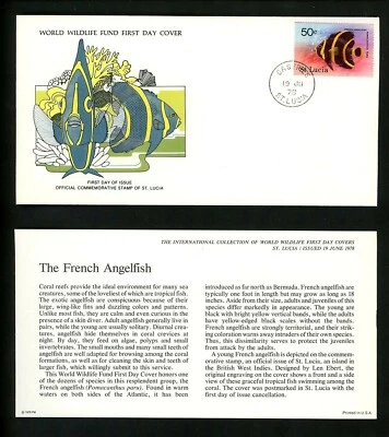 Postal History St. Lucia FDC #445 WWF Tropical Fish marine life Angelfish 1978 - Image 1 of 2