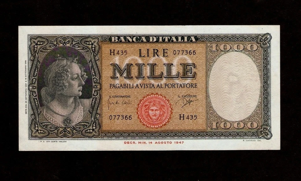 ITALY 1000 1,000 LIRE P88 D 1961 BANCA D'ITALIA RARE UNC WORLD MONEY BANK NOTE - Image 1 of 1