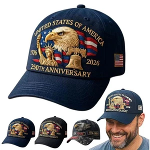 Baseball Cap United States 250th Anniversary Hat 3D Embroidery Craftsmanship - Picture 1 of 15