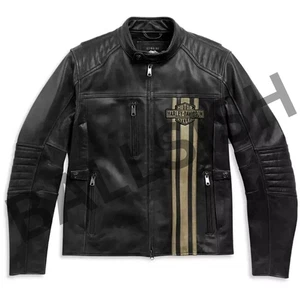Chaqueta de cuero de motocicleta negra HD para hombre - cuero de vaca genuino estilo motociclista todas las tallas - Imagen 1 de 2