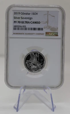 UK 1 Sovereign SOV Silver Proof Coin - NGC PF70 Ultra Cameo .999 Silver 2019 - Image 1 of 4