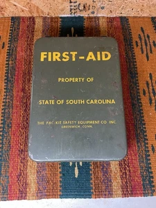 Vintage State Of South Carolina Highway Patrol Erste Hilfe Set Metallbox mit Artikeln - Bild 1 von 12