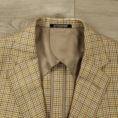 Abrigo deportivo Hart Schaffner Marx para hombre 43R forro mariposa a cuadros 2 Btn doble ventilación Foto 1 de 4