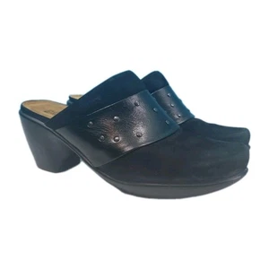 Naot Women Clog Sz 7.5 Studded Black Leather Mule Heel Modern Comfort Sz 38 - Picture 1 of 13