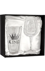 King Beer & Queen Wine Glass Set - Picture 1 of 4