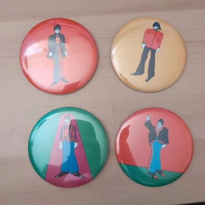 1968 The Beatles Juego de 4 botones/alfileres King características amarillo Sub Primrose Inglaterra  Foto 1 de 4