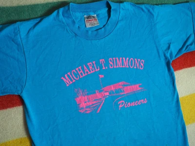 VTG 80s 90s Oneita Tumwater Pioneers School WA PNW Blue USA Tee T-Shirt Mens M - Image 1 of 4