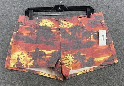 NEW iJeans by Buffalo Sz 12 Denim Shorts Bahama Skinny Sunset Palm Tree Sunset - Image 1 of 4