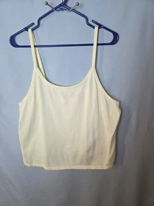 Apostrophe Womens Sz Large Light Yellow Knit Sleeveless Pullover Crop Tank Top - Picture 1 of 8