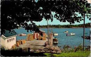 LOBSTER WHARF Friendship, Maine ME c1971 Postcard - Picture 1 of 2