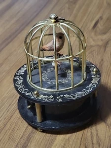 Vintage Animatronic Spun Cotton Dancing Twirling Bird Cage Hong Kong Music Box - Picture 1 of 5