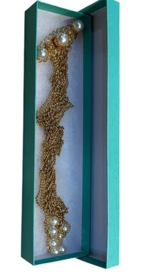 Broche Cascada Perla Tono Dorado Emmons Vintage Multi Cadena Colgante Prendedor Firmado Foto 1 de 4