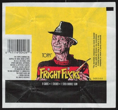 1988 Topps Fright Flicks Freddy Krueger Opened Wax Pack Wrapper CC36 - Image 1 of 2