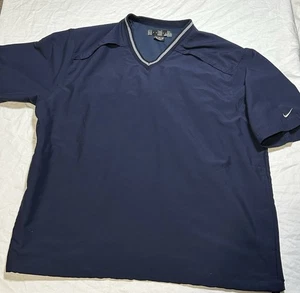 Vintage Nike Golf Windshirt Pullover Large Navy Blue Short Sleeve V-Neck Jacket - Picture 1 of 9