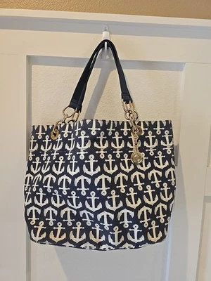 Tommy Hilfiger Bolso de Mano Azul Marino con Ancla Blanca Cartera Náutico Tono Dorado Foto 1 de 4