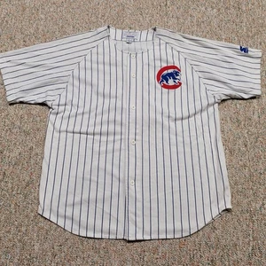 Vintage Chicago Cubs Jersey Mens Large Pin Striped Plain Logo Sammy Sosa Starter - Picture 1 of 16