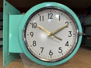Salvaged Original Vintage Citizen Style Double Sided Clock Light Green - Picture 1 of 2