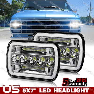 Par de faros 100W LED 7x6" haz alto/bajo para furgoneta Chevy G10 G20 G30 1978-95 Foto 1 de 4