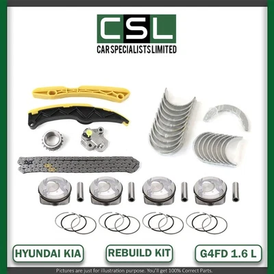 HYUNDAI KIA SPORTAGE G4FD TIMING CHAIN KIT PISTON MAIN BIG END BEARINGS 1.6 GDI - Image 1 of 4