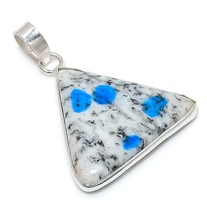 Colgante de joyería de plata esterlina maciza 925 piedras preciosas azurita azul K2 1,38" R848 - Imagen 1 de 2