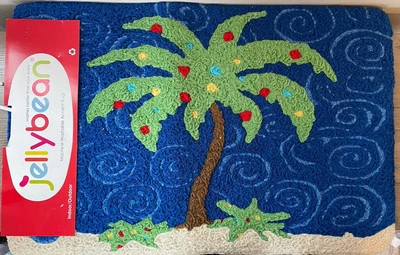 Моющийся ковер Jellybean для помещений/улицы с акцентом пальма дерево праздник Рождество 20x30"" - Изображение 1 из 2
