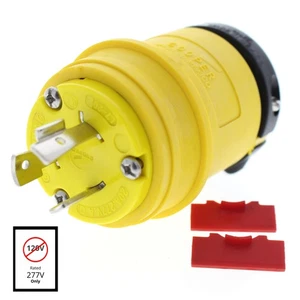 Cooper Yellow Grounding Back Wire Locking Plug NEMA L7-20P 20A 277V 2P3W L720PY - Picture 1 of 6