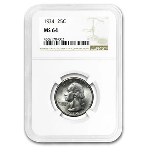 1934 Washington Quarter MS-64 NGC - Picture 1 of 3