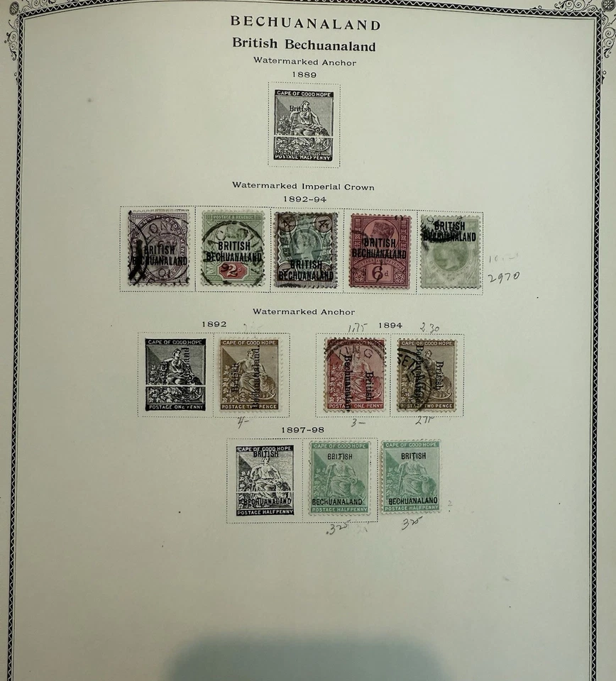 BECHUANALAND Postage Stamps, British BECHUANALAND, 1892-94, 1882, 1894, &1897-98 - Image 1 of 1