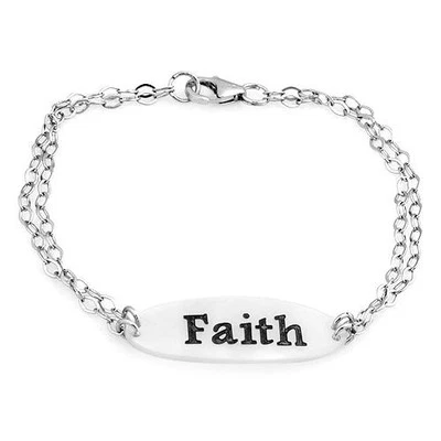 Pulsera Faith Damas con Madreperla Original Hecha en Plata de Ley 925 7.5" Foto 1 de 2
