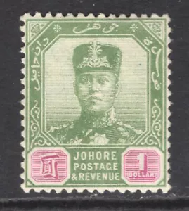 M14299 Estados Malayos ~ Johore 1917 SG87 - $1 verde y malva - Imagen 1 de 1