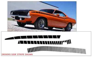 Kit de rayas estroboscópicas laterales Cuda para 70 Plymouth NON AAR MOPAR 1970 negro brillante - Imagen 1 de 1