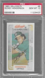 1983 Kellogg's 3-D Superstars #8 RICKEY HENDERSON Oakland A's PSA 10 GEM MINT - Bild 1 von 1