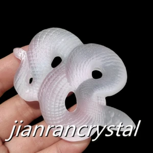 3" Natural Selenite Snake Skull Carved Quartz Crystal Skull Snake Figurine 1pc - Picture 1 of 10